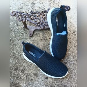 Skechers Black Slip-On Knit Walking Shoes